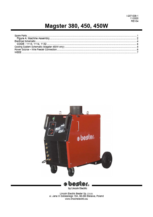 林肯电气Magster 380、450、450W备用部件电路图说明书