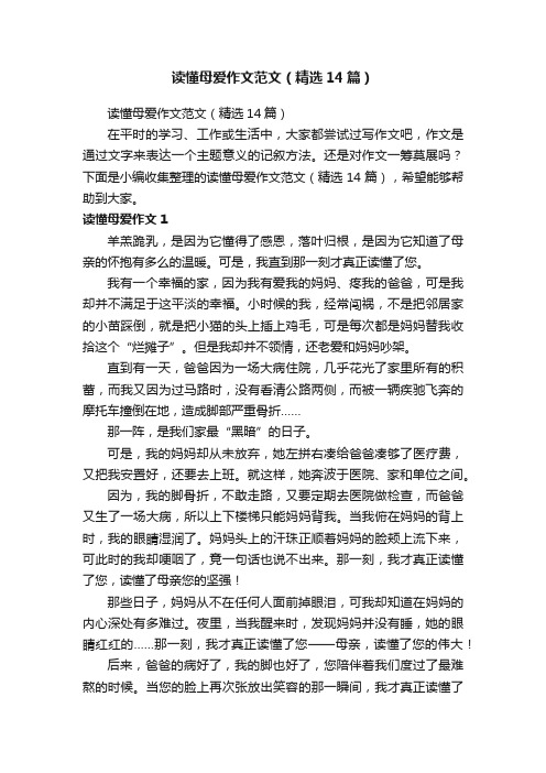 读懂母爱作文范文（精选14篇）