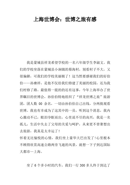 上海世博会:世博之旅有感