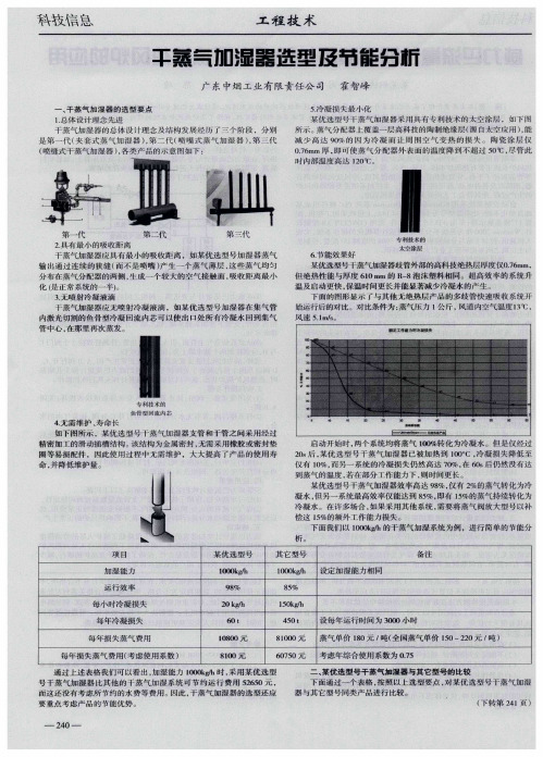 干蒸气加湿器选型及节能分析