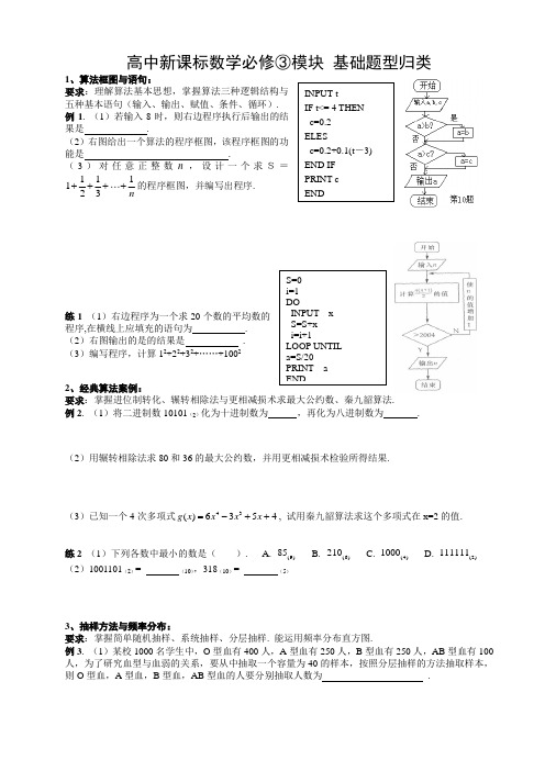 高中数学C3必修③基础题型归类