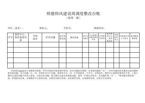 师德师风建设周调度整改台账