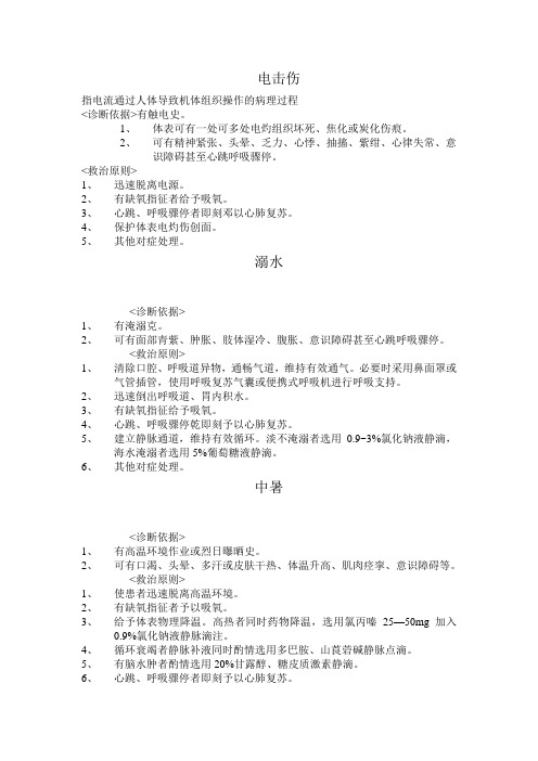 电击伤,溺水,中暑,动物性伤害