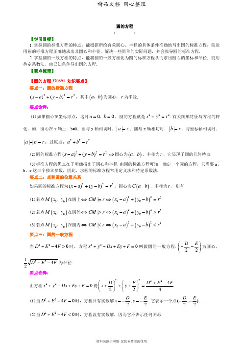 苏教版高中数学必修二知识讲解_圆的方程_提高