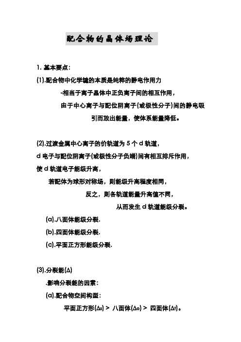 配合物的晶体场理论222