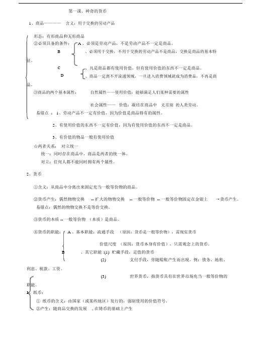 经济生活政治生活知识框架图.doc