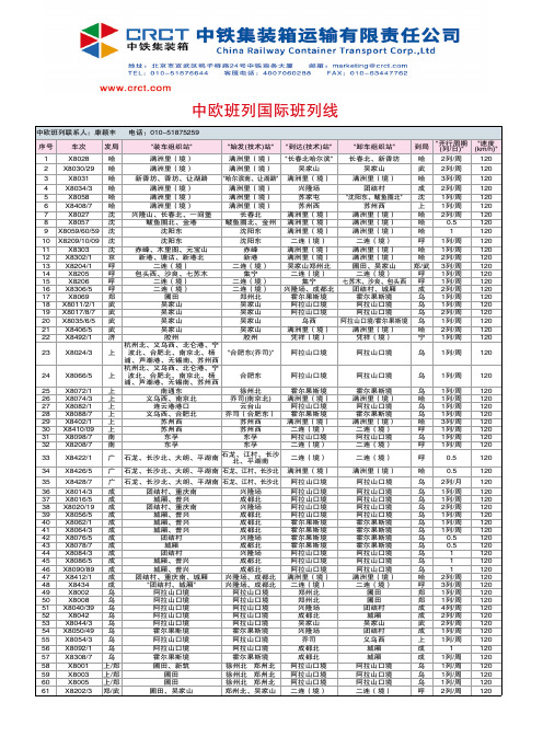 中欧班列国际班列线