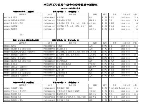 洛阳理工学院按年级专业查看教材使用情况