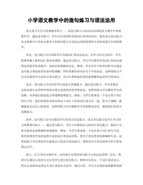 小学语文教学中的造句练习与语法运用