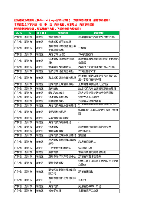 2020新版广东省潮州市潮安区驾校培训工商企业公司商家名录名单联系电话号码地址大全85家