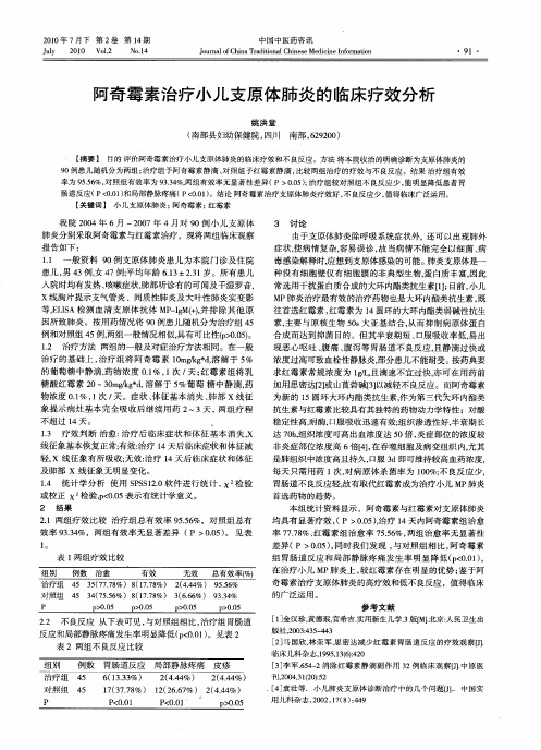 阿奇霉素治疗小儿支原体肺炎的临床疗效分析