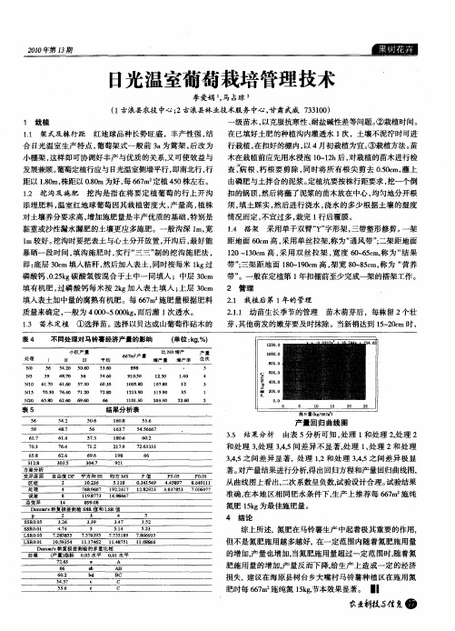 日光温室葡萄栽培管理技术