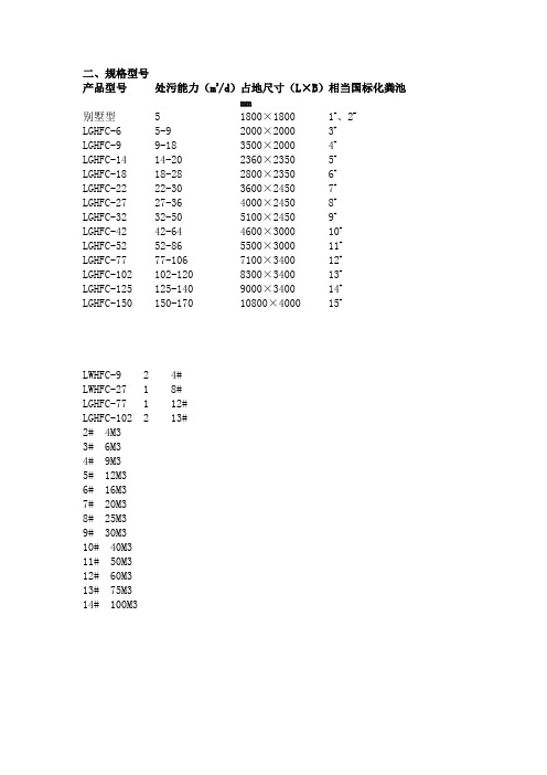 玻璃钢化粪池规格及对应国标图集