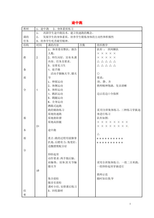 山东省郯城第三中学高一体育 途中跑教案 新人教版