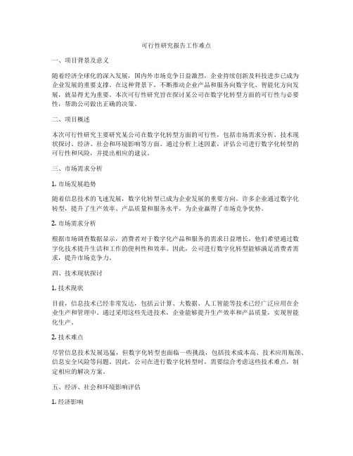 可行性研究报告工作难点