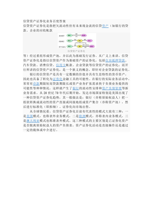 信贷资产证券化业务百度答案