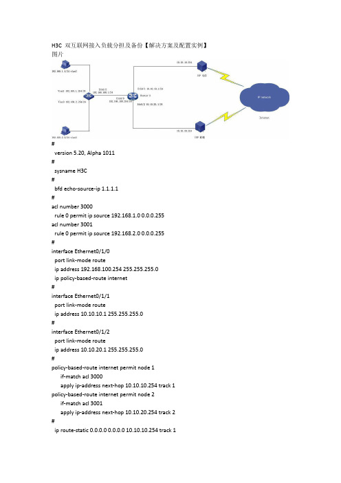 完整word版,-H3C双互联网接入负载分担及备份【解决方案及配置实例】