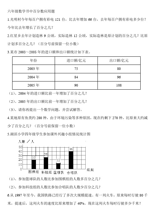 六年级数学百分数应用题