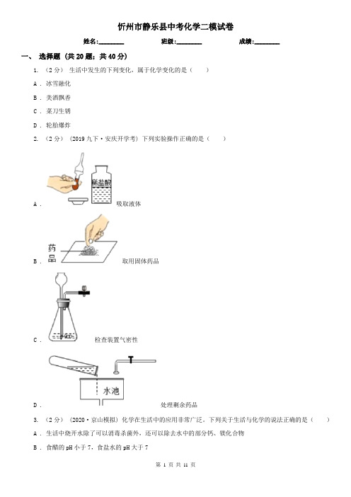 忻州市静乐县中考化学二模试卷   