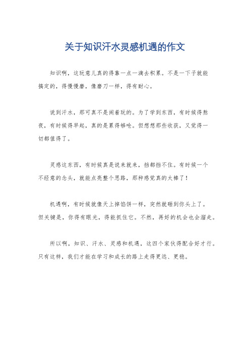 关于知识汗水灵感机遇的作文