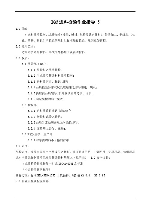 PCB物料检验作业指导书