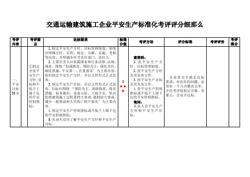 交通运输建筑施工企业安全生产标准化考评评分细则-