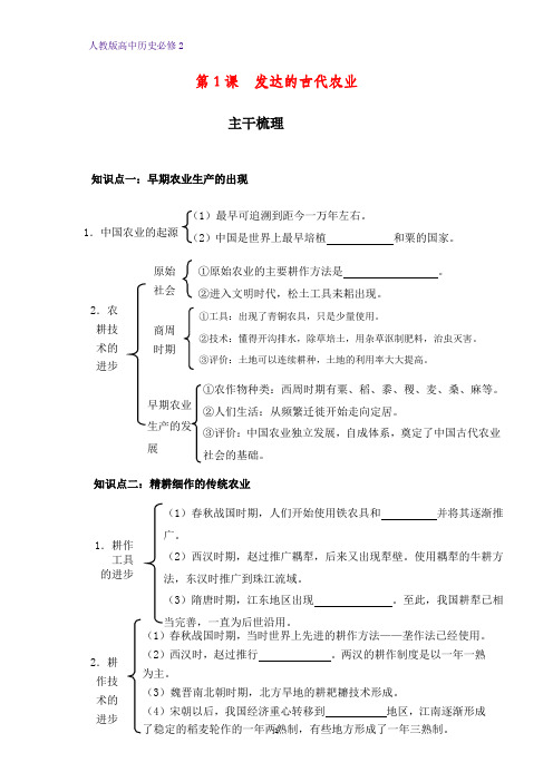 高中历史必修2优质学案3：第1课  发达的古代农业