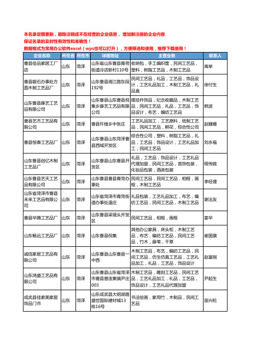2020新版山东省菏泽民间工艺品工商企业公司名录名单黄页大全33家