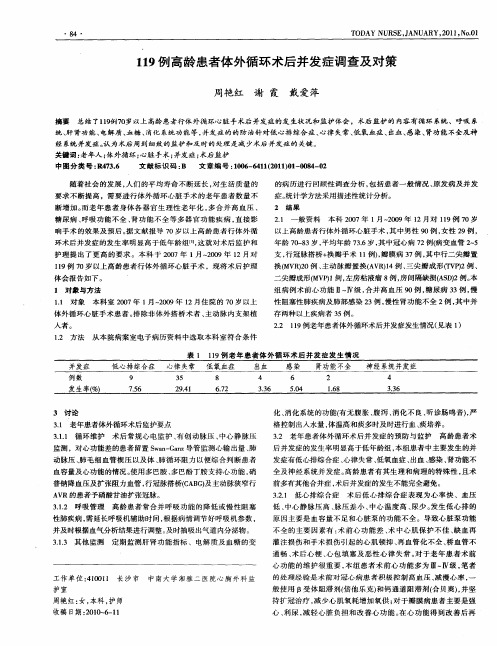 119例高龄患者体外循环术后并发症调查及对策