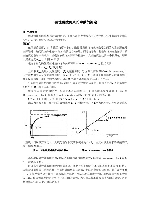 碱性磷酸酶米氏常数的测定