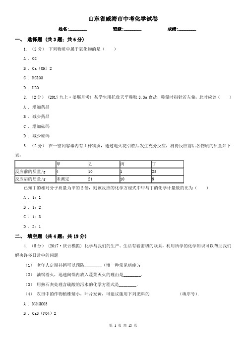 山东省威海市中考化学试卷  