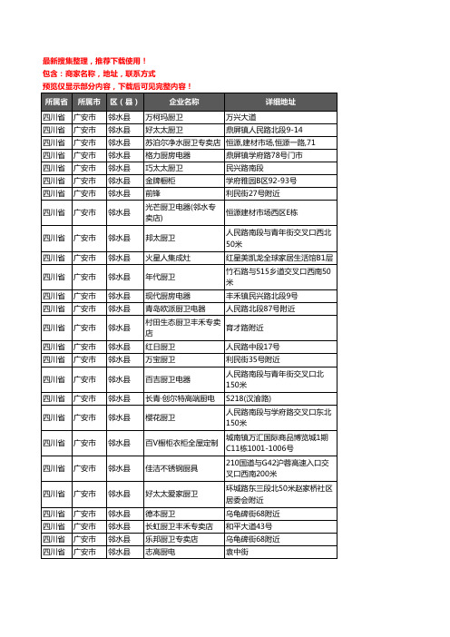 新版四川省广安市邻水县厨卫电器企业公司商家户名录单联系方式地址大全110家