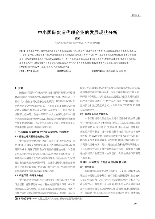 中小国际货运代理企业的发展现状分析