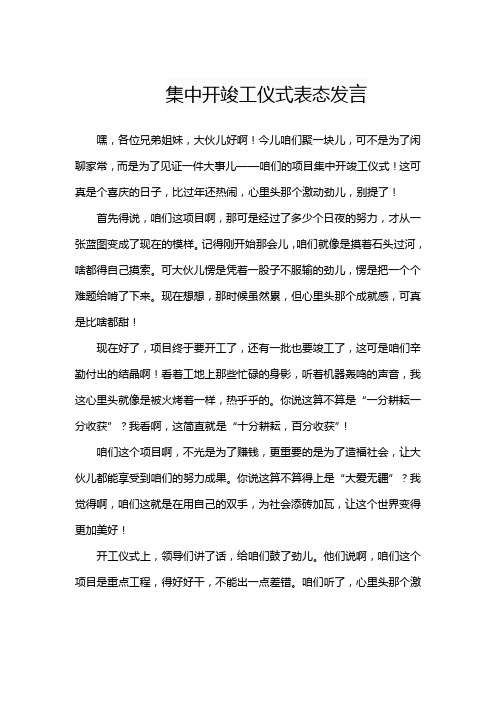 集中开竣工仪式表态发言