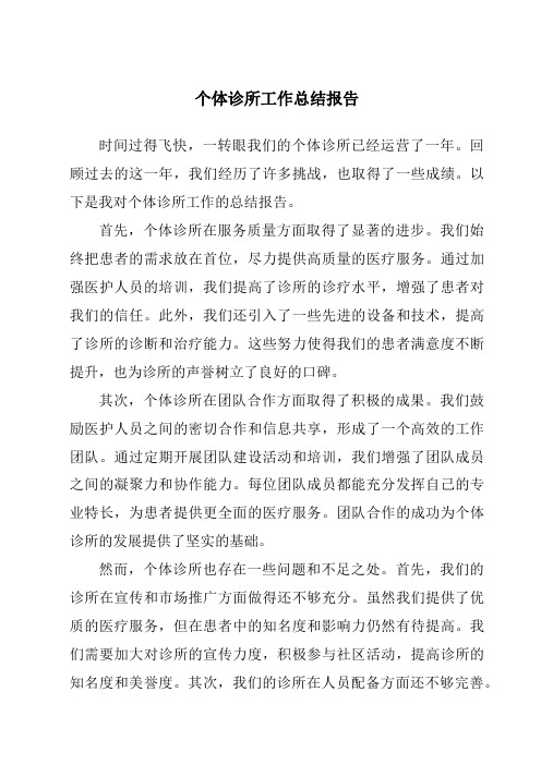个体诊所工作总结报告