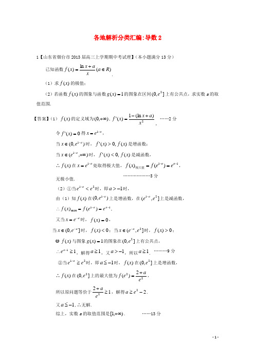 高考数学各地名校试题解析分类汇编(一)3 导数2 理