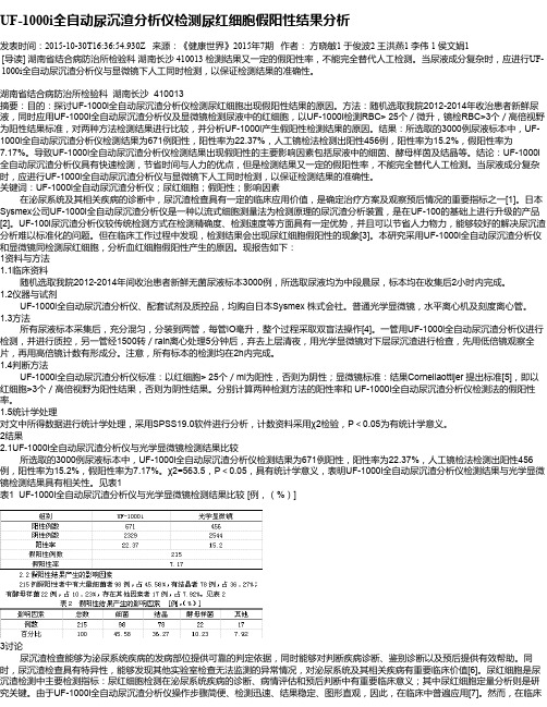 UF-1000i全自动尿沉渣分析仪检测尿红细胞假阳性结果分析