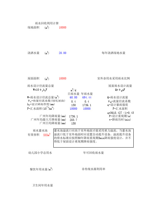 雨水回收利用计算书