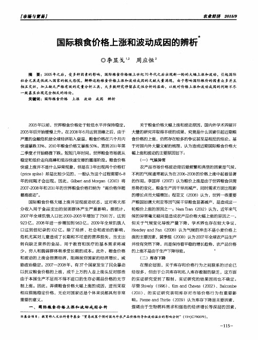 国际粮食价格上涨和波动成因的辨析