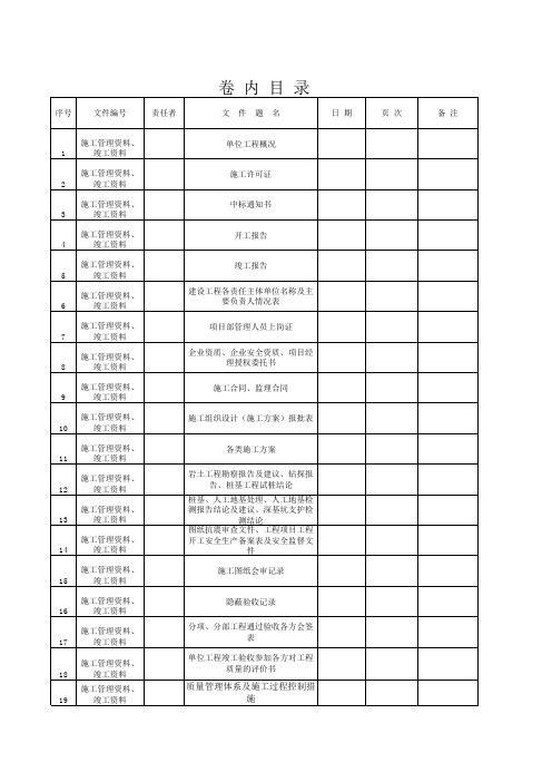 施工管理资料 工作表