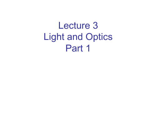 Lecture 3 Light and Optics Part 1