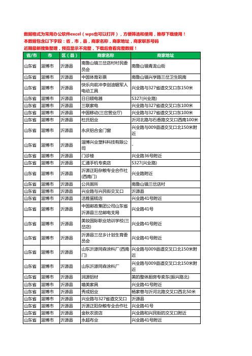 2020新版山东省淄博市沂源县铝材行业工商企业公司商家名录名单联系电话号码地址大全70家