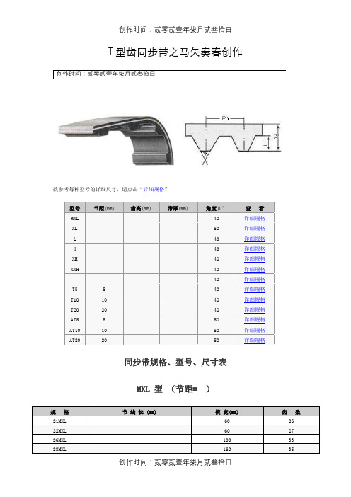 同步带尺寸表