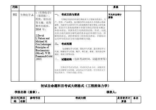 中国矿业大学882生物化学A2020考研专业课初试大纲