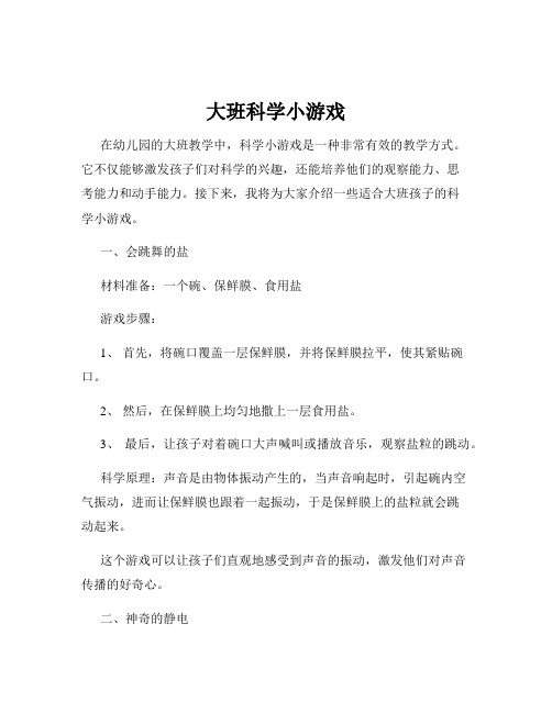 大班科学小游戏