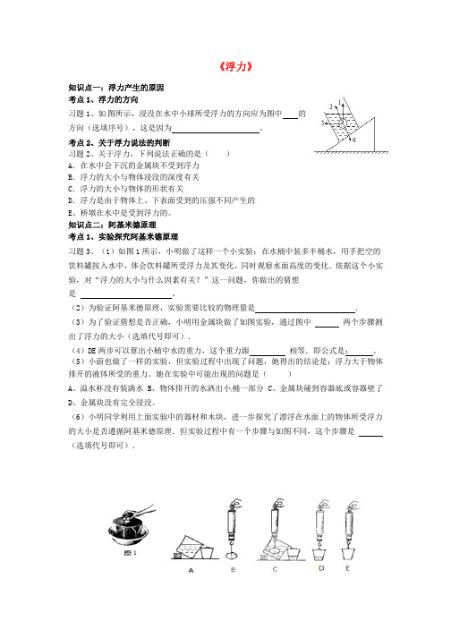 (人教版)中考物理复习：《浮力》复习导学案