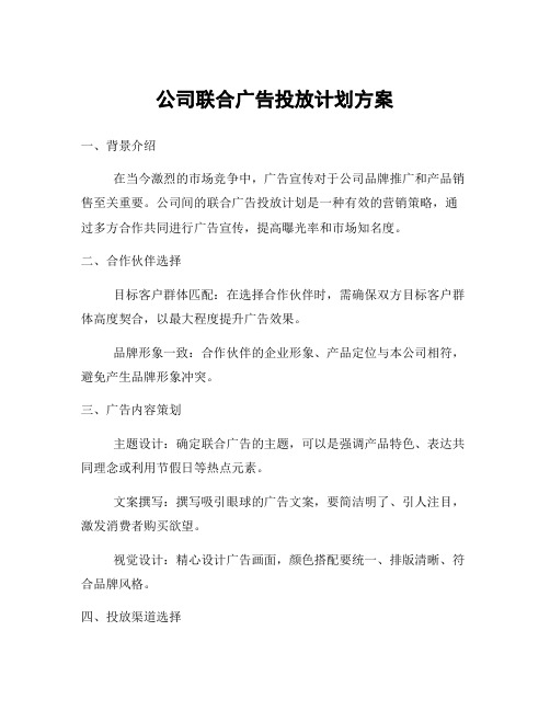 公司联合广告投放计划方案