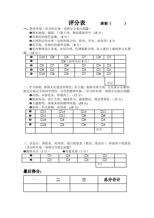 班级文化建设评分表 Microsoft Word 文档