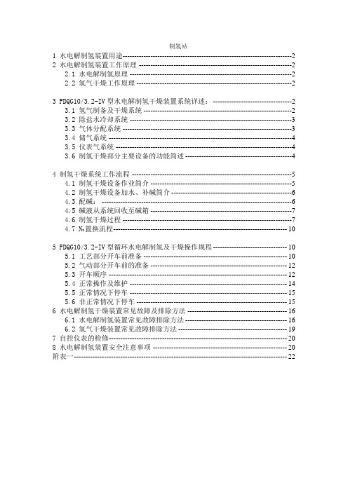 制氢站使用维护说明书(天津大陆)