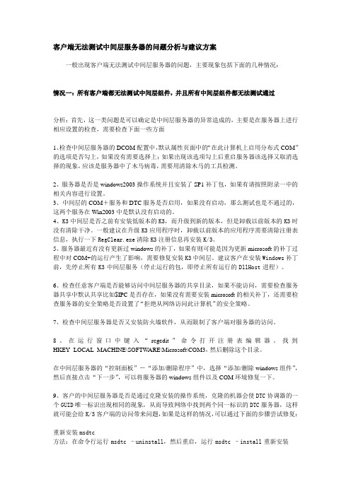 金蝶K3客户端无法测试中间层服务器的问题分析与建议方案